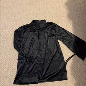 Black satin mini dress